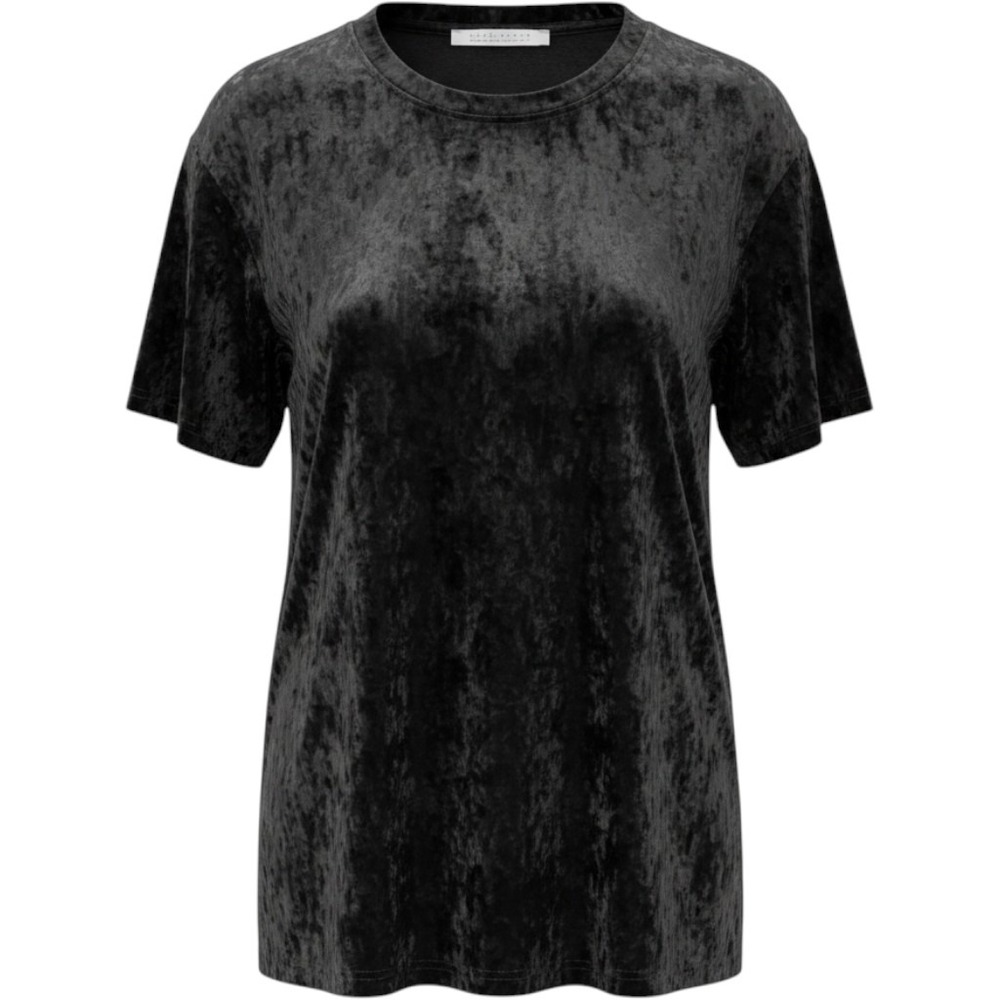 Double Zero Velvet T-Shirt Womens Medium Black Excellent Crushed Short Sleeve